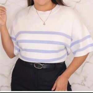 Sincerely Jules Striped Aster Sweater Crew Top Small